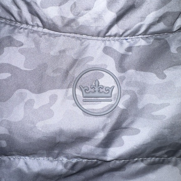 Peter Millar Crown Sport Quilted Vest Mens L Gray Camo Hyperlight Golf Full Zip - Picture 5 of 8